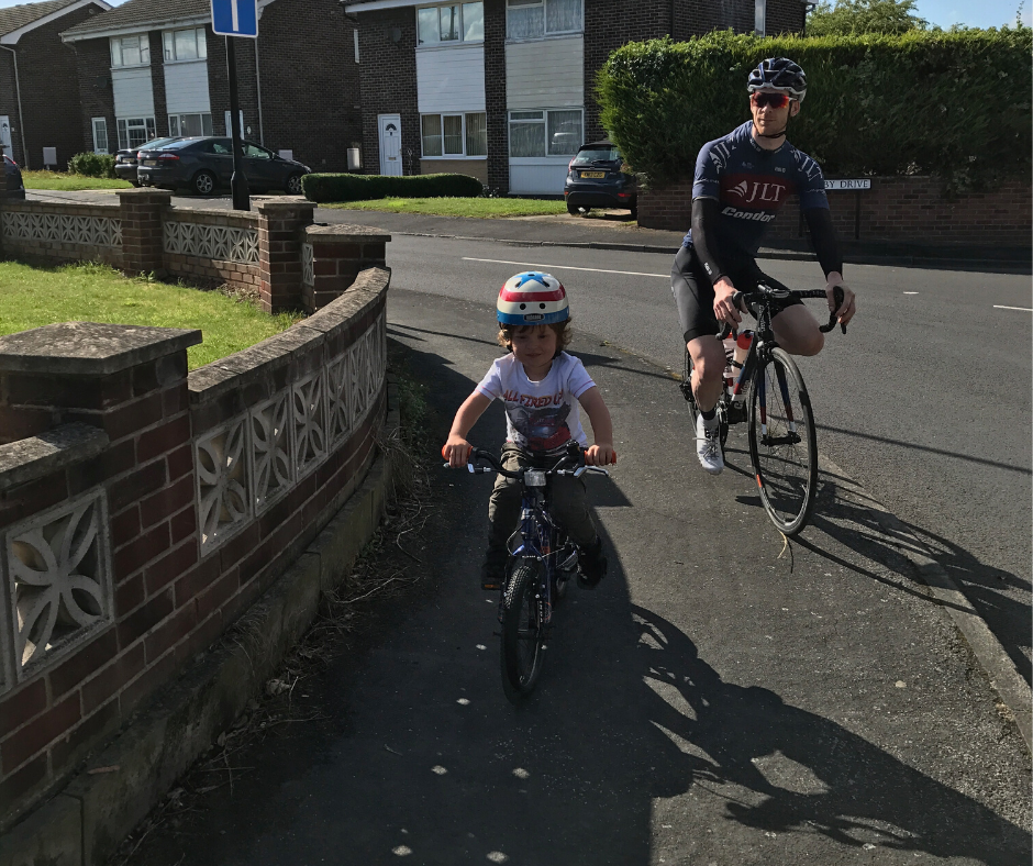 Ed Clancy rides with Graham’s son, Ruben